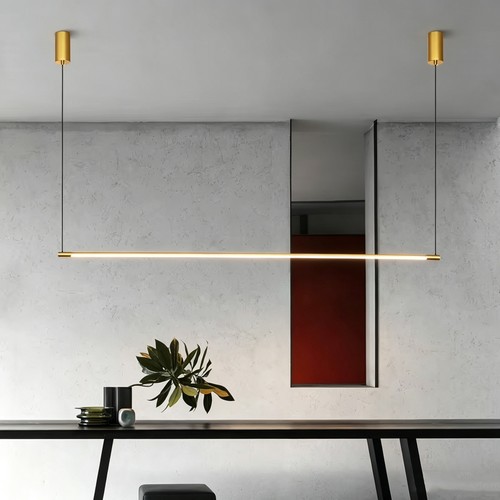 126cm dimbar spisestuelampe - Gull, 18W LED, inkl. wireoppheng