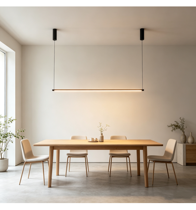 Sort spisestuelampe 126cm - 18W, inkl. wireoppheng