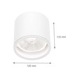 Taklampe til AR111 GU10 - Hvit, IP65 utendørs, Ø12cm, 11,5cm høy, aluminium, uten lyskilde