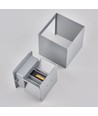 6W CUBIC PRO vegglampe - IP65, sølvgrå, viderekobling, justerbar, firkantet, opp/ned, inne/ute, inkl. lyskilde