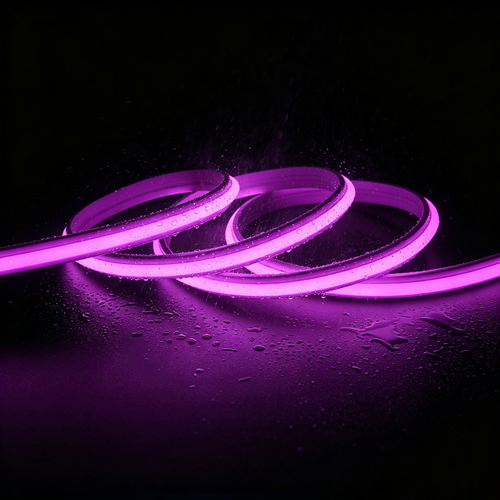 5m 9W/m Lilla Slim COB strip - 230V, IP67 vanntett, 296 LED, kan klippes hver 10cm