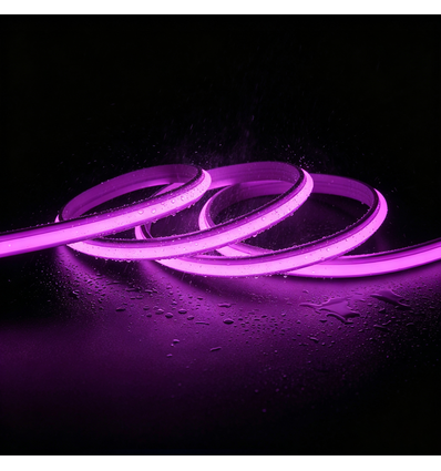 5m 9W/m Lilla Slim COB strip - 230V, IP67 vanntett, 296 LED, kan klippes hver 10cm