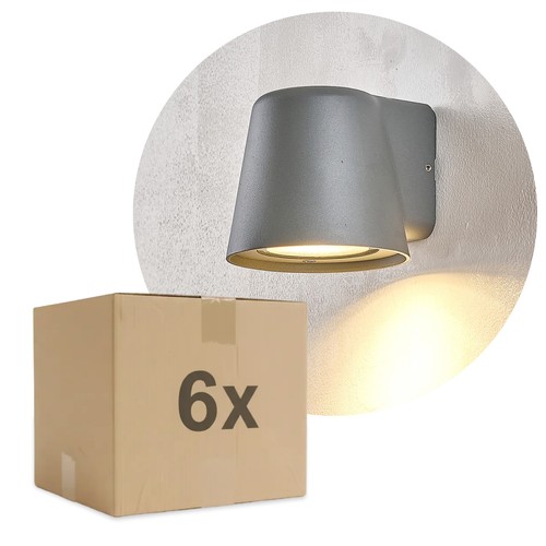 6 stk. Avero GU10 Vegglampe Grå - IP65, uten lyskilde
