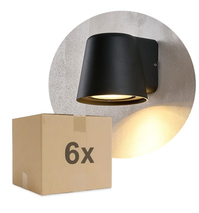 6 stk. Avero GU10 Vegglampe Sort - IP65, uten lyskilde