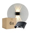 6 stk. 4W CURVE vegglampe - IP65, sort, opp/ned, utendørs, inkl. lyskilde