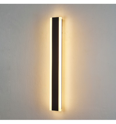 60cm avlang vegglampe - Svart, firkantet, opp/ned, justerbar, inne/ute, IP65, inkl. lyskilde