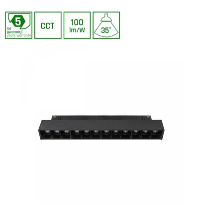 LEDlife 12W System Shift Grid S skinnespot - CCT switch, 40 grader, 2-faset, sort