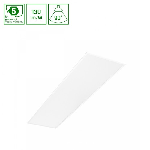 30x120 LED-panel, 40W - UGR19, RA90, DALI dimbar, bakbelyst, hvit kant
