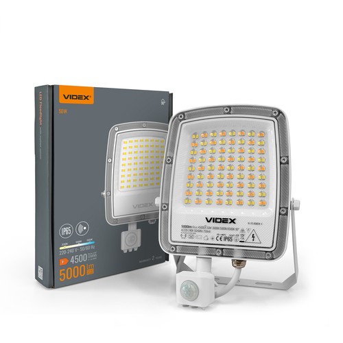 50W LED-lyskaster med sensor - CCT, IP65, bevegelsessensor, utendørs