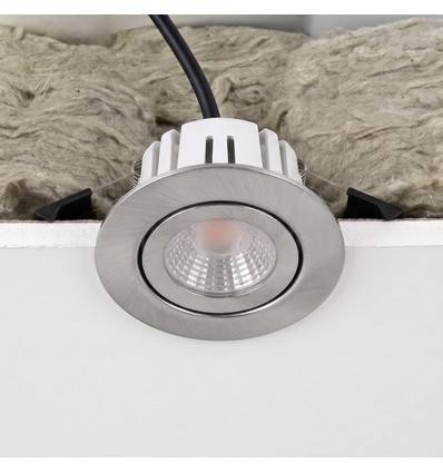 7W RA96 CCT + DimToWarm downlight til isolasjon - Dimbar, Hull: Ø6,8 cm, Mål: Ø9,3 cm, børstet stål