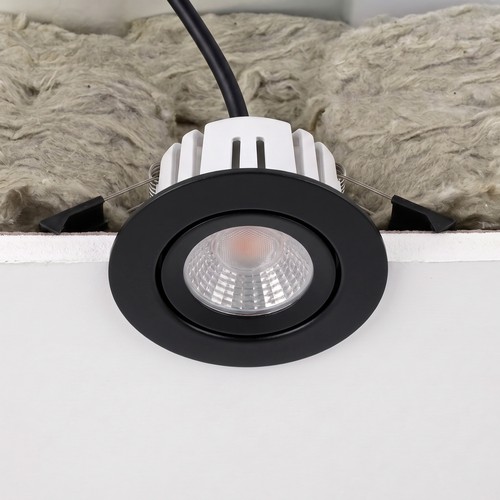 7W RA96 CCT + DimToWarm innbyggingsspotlight for isolasjon - Dimbar, Hull: Ø6,8 cm, Mål: Ø9,3 cm, svart
