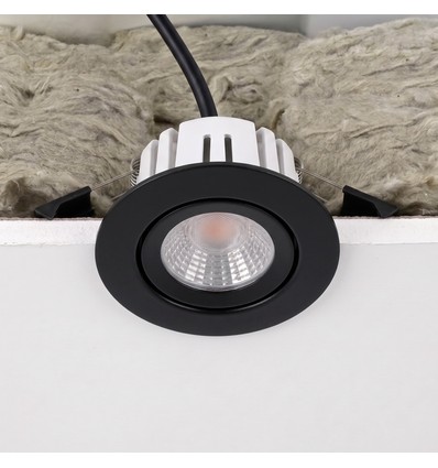 7W RA96 CCT + DimToWarm innbyggingsspotlight for isolasjon - Dimbar, Hull: Ø6,8 cm, Mål: Ø9,3 cm, svart