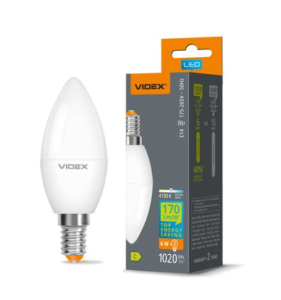 E14 6W LED kronepære - C37, nøytral hvit