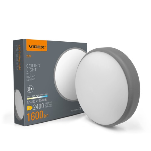 Taklampe med bevegelsessensor - 20W, 5CCT, hvit kant