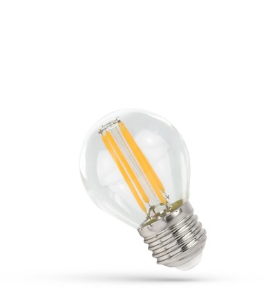 E27 5,5W LED kronepære filament - G45, 300° spredning