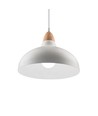 BIRK Hvit Ø19cm pendel - E27 sokkel, 2m ledning, metall / tre