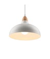 BIRK Hvit Ø19cm pendel - E27 sokkel, 2m ledning, metall / tre
