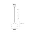 BIRK Rosa Ø19cm pendel - E27 sokkel, 2m ledning, metall / tre