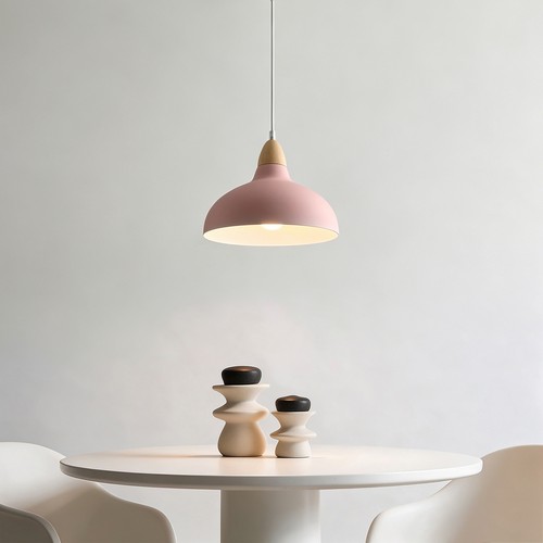 BIRK Rosa Ø24cm pendel - E27 sokkel, 2m ledning, metall / tre