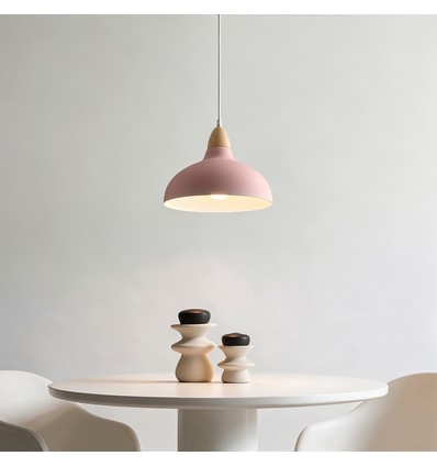 BIRK Rosa Ø24cm pendel - E27 sokkel, 2m ledning, metall / tre