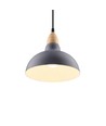BIRK Blå Ø19cm pendel - E27 sokkel, 2m ledning, metall / tre