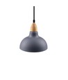BIRK Blå Ø24cm pendel - E27 sokkel, 2m ledning, metall / tre