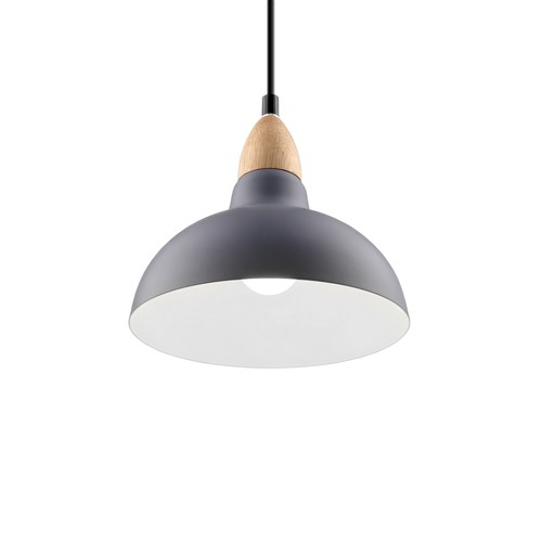 BIRK gråblå Ø24cm pendel - E27 sokkel, 2m ledning, metall / tre
