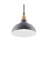 BIRK Blå Ø24cm pendel - E27 sokkel, 2m ledning, metall / tre