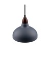 BIRK Grå Ø24cm pendel - E27 sokkel, 2m ledning, metall / tre