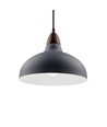 BIRK Grå Ø24cm pendel - E27 sokkel, 2m ledning, metall / tre