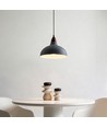 BIRK Grå Ø24cm pendel - E27 sokkel, 2m ledning, metall / tre