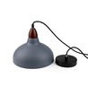 BIRK Grå Ø19cm pendel - E27 sokkel, 2m ledning, metall / tre