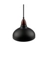 BIRK Svart Ø19cm pendel - E27 sokkel, 2m ledning, metall / tre