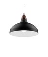 BIRK Svart Ø19cm pendel - E27 sokkel, 2m ledning, metall / tre