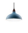 BIRK Petroleumsblå Ø19cm pendel - E27 sokkel, 2m ledning, metall / tre