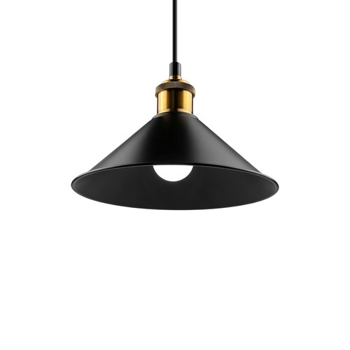Sort Ø22cm pendel - E27 sokkel, 2m ledning, sort/messing