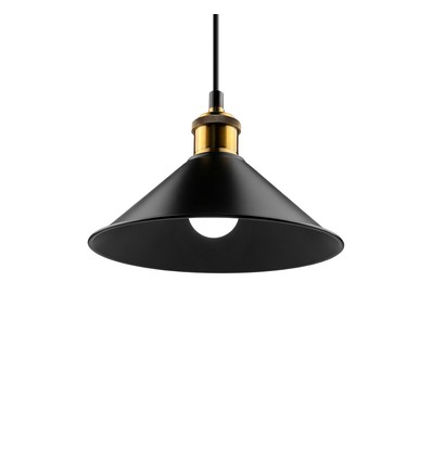 Sort Ø22cm pendel - E27 sokkel, 2m ledning, sort/messing