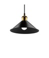 Sort Ø22cm pendel - E27 sokkel, 2m ledning, sort/messing