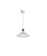 Hvit Ø22cm pendel - E27 sokkel, 2m ledning, hvit/messing