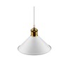 Hvit Ø22cm pendel - E27 sokkel, 2m ledning, hvit/messing
