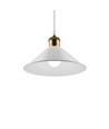 Hvit Ø22cm pendel - E27 sokkel, 2m ledning, hvit/messing