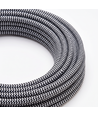 5m Tekstilledning 2x0,75 mm² - 230V, sort/hvit stripete