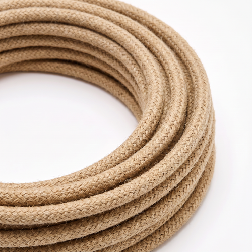5m Tekstilledning 2x0.75 mm², stoffledning - 230V, Jute/Beige