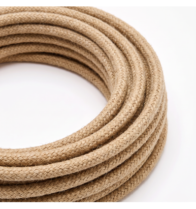 5m Tekstilledning 2x0.75 mm², stoffledning - 230V, Jute/Beige