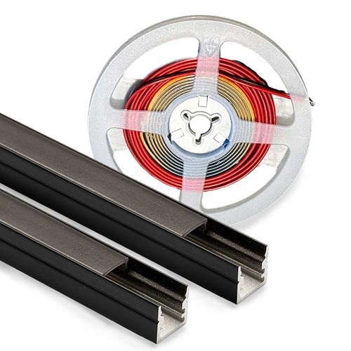 120cm LED Akustikkpanel-sett, sort - 2 stk. CCT LED-striper m. 60W strømforsyning - Velg WiFi eller RF