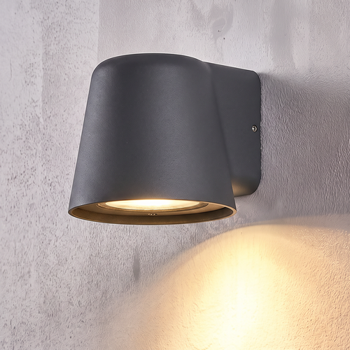 Avero GU10 vegglampe - Grå, IP65, inne/ute, uten lyskilde