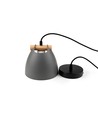 Grå Ø16cm pendel - E27 fatning, 2m ledning, metall / tre