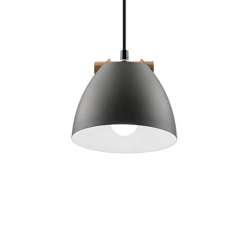 Grå Ø16cm pendel - E27 fatning, 2m ledning, metall / tre