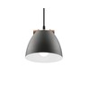 Grå Ø16cm pendel - E27 fatning, 2m ledning, metall / tre