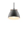 Grå Ø16cm pendel - E27 fatning, 2m ledning, metall / tre